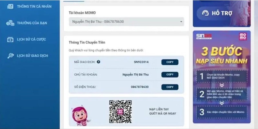 Deposit money to Sin88 quickly and safely through 3 main forms Sin88
