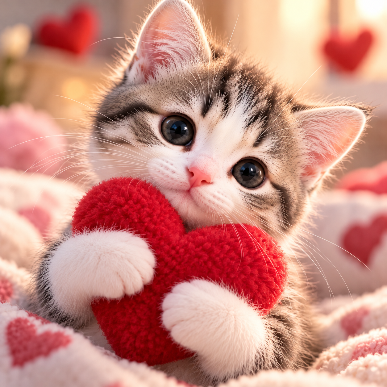 Cute Cat With a Heart