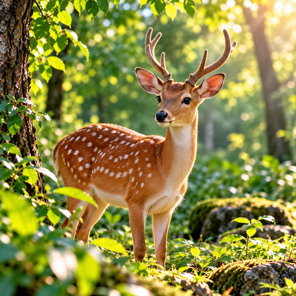 Deer in green forest best profile picture