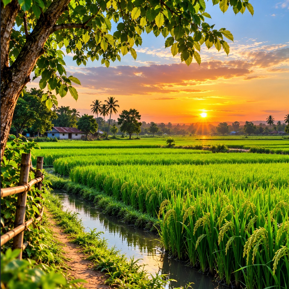 Green rice fields India nature WhatsApp DP