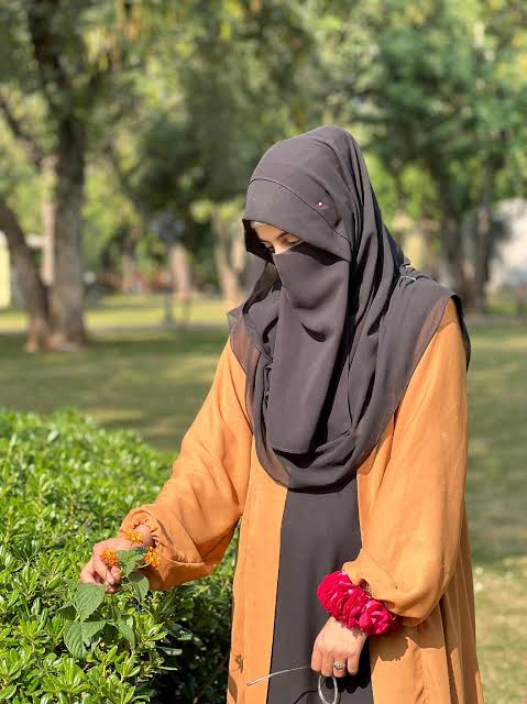 Instagram DP for girls hidden face hijab with an elegant modest outfit