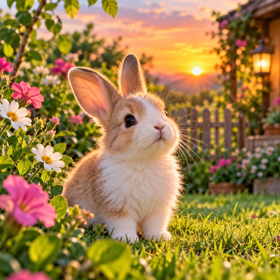 Rabbit in a garden cute WhatsApp DP