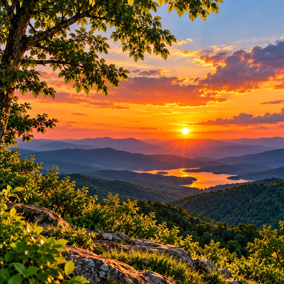 Sunset over mountains nature profile picture